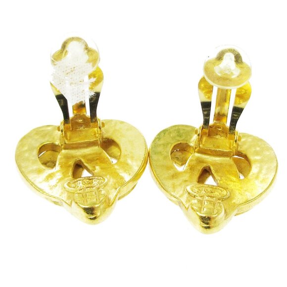 Chanel Heart Earrings Clip-On Gold 97P - Picture 2 of 4